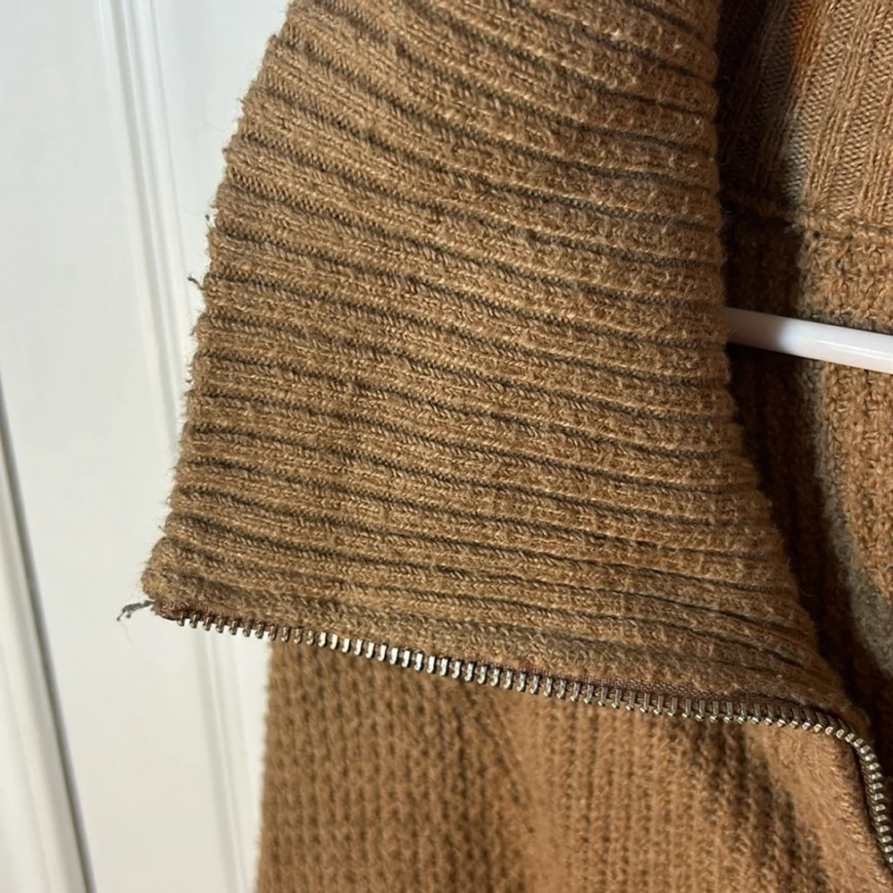 Size, small Aerie cotton polyester blend brown quarter-zip pullover sweater - Picture 8 of 9